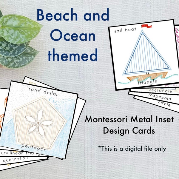 Montessori Metal Inset Designs - beach and ocean themed