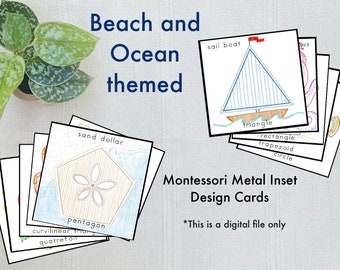 Montessori Metal Inset Designs - beach and ocean themed