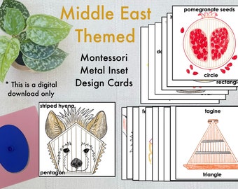 Montessori Metal Inset Design Cards - Middle East themed - continent study extension