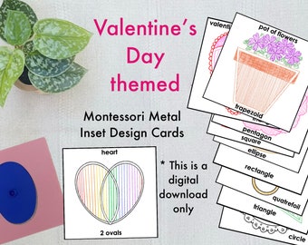 Montessori Metal Inset design cards - Valentine's Day