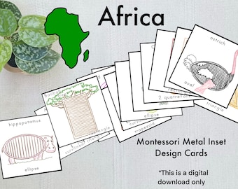 Montessori Metal Inset designs - continent study of Africa - digital download