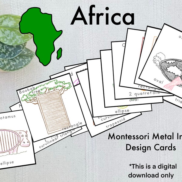Montessori Metal Inset designs - continent study of Africa - digital download