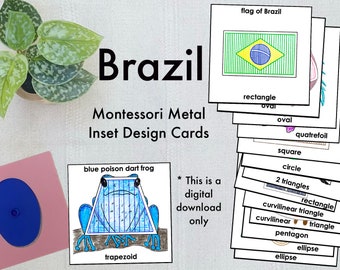 Montessori Metal Inset Design Cards - Brazil Themed