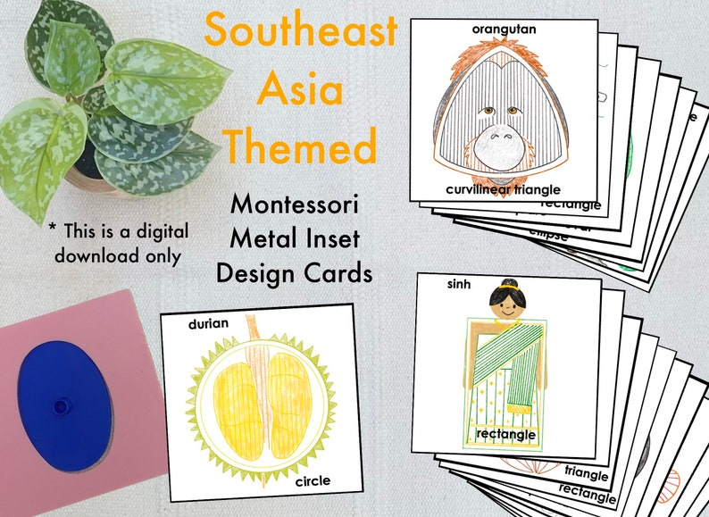 Montessori Metal Inset Designs Continent Study of Southeast Asia - Etsy
