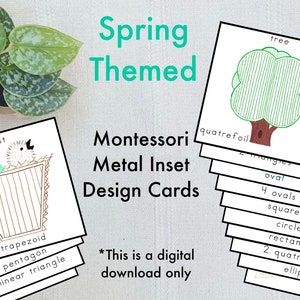 Cartes décoratives en métal Montessori sur le thème du printemps