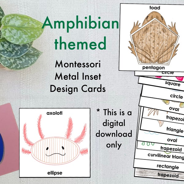 Montessori Metal Inset Amphibian themed design cards