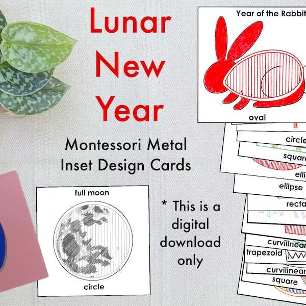 Montessori Metal Inset design cards - Lunar New Years
