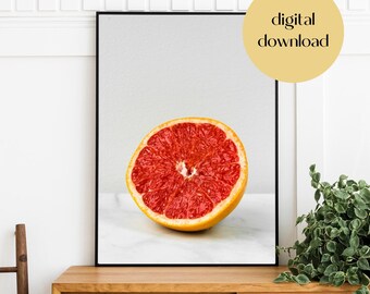 Grapefruit Print Wall Art Instant Download Fruit Decor Prezent na parapetówkę Grapefruit Digital Print