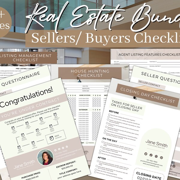 Realtor Checklist | Seller Checklist | Buyer Checklist | Realtor Marketing | Realty Template |  Luxury Realtor Branding