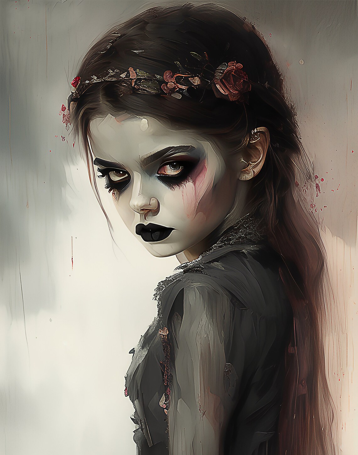 Spooky Girl Digital Painting Ghost Girl Instant Download Wall Decor Etsy