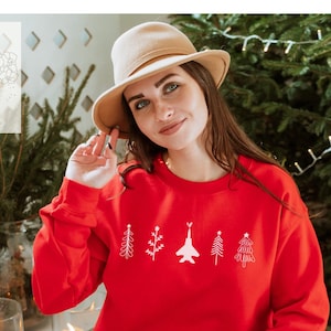 F15 Christmas Trees Crewneck Sweatshirt | Fighter Jet Sweatshirt | Christmas Winter Sweater | F-15 Christmas Gift | Jet Holiday Sweater