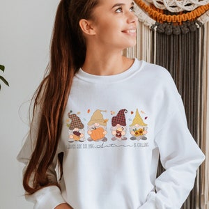 Leaves are Falling Autumn is Calling Gnomes Crewneck Sweatshirt | Fall Gnome Sweater | Cute Fall Shirt | Thanksgiving Shirt | Pumpkin Shirt