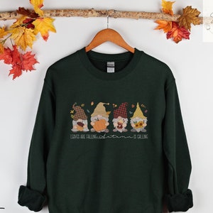 Leaves are Falling Autumn is Calling Gnomes Crewneck Sweatshirt | Fall Gnome Sweater | Cute Fall Shirt | Thanksgiving Shirt | Pumpkin Shirt