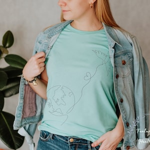 Peace and Love Earth Day Shirt| Earth T-Shirt| Minimalist Graphic Tee| Dove Tshirt| Peace T-Shirt| Peace Love Earth Shirt| World Peace shirt