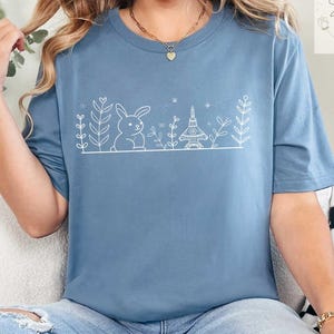 F15 Jet Whimsical Bunny Egg Hunt Shirt | Cute F-15 Eagle Springtime Doodle Tee | Fighter Jet Easter Shirt | Cute Aviation Apparel Gift