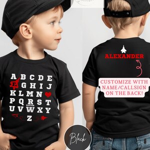 Personalize Kid F22 Raptor Fighter Jet Alphabet Shirt | Customized Name Kid Adult Back to School Jet Tee | Matching Family Shirt Sweatshirt