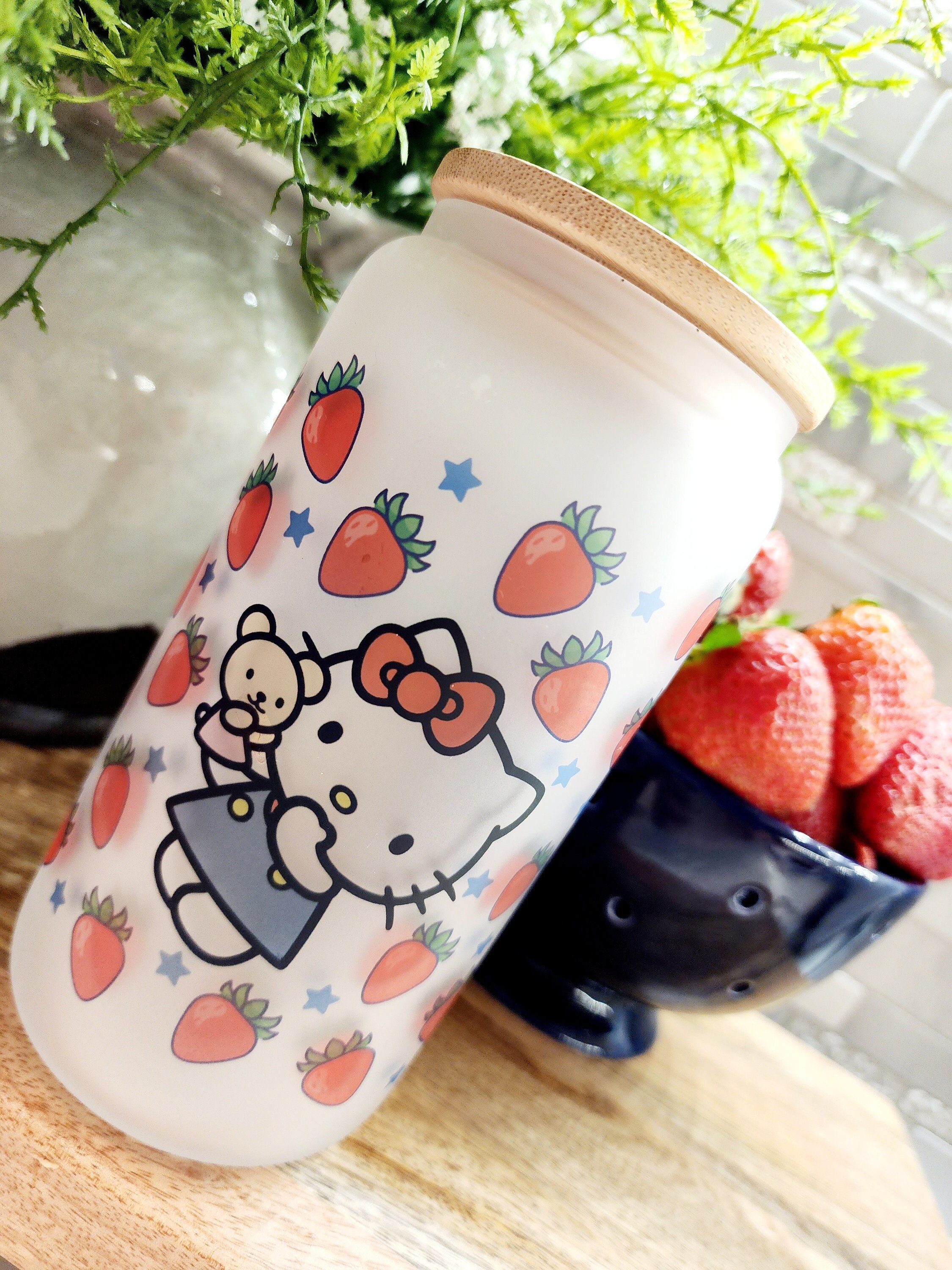 Kawaii Red Strawberry Glass Cup | Cute Iced Coffee Cup, Strawberry Beer Can  Glass, Strawberry Mug, Cute Cup