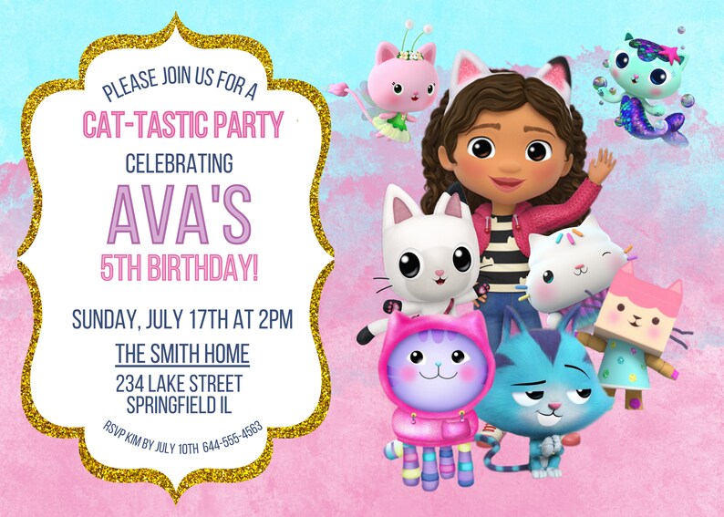 Gabby's Dollhouse Birthday Invitation Etsy Hong Kong