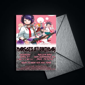 Editable Rockstar Girl Birthday Invitation – Pink Anime Party Template | Instant Download via Corjl