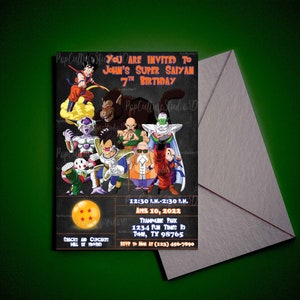 Anime Theme, Birthday Party Invitation, Made-To-Order, Digital File