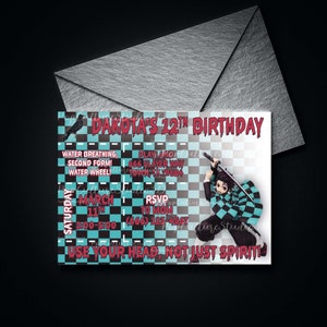 Anime Theme, Birthday Party Invitation, Made-To-Order, Digital File