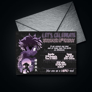 Editable Hero Training Birthday Invitation Alt Color – Purple Anime Party Template | Instant Download via Corjl