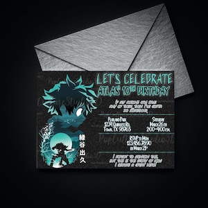 Editable Hero Training Birthday Invitation – Green Anime Party Template | Instant Download via Corjl