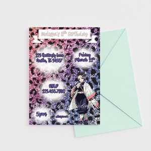 Anime Theme, Birthday Party Invitation, Made-To-Order, Digital File