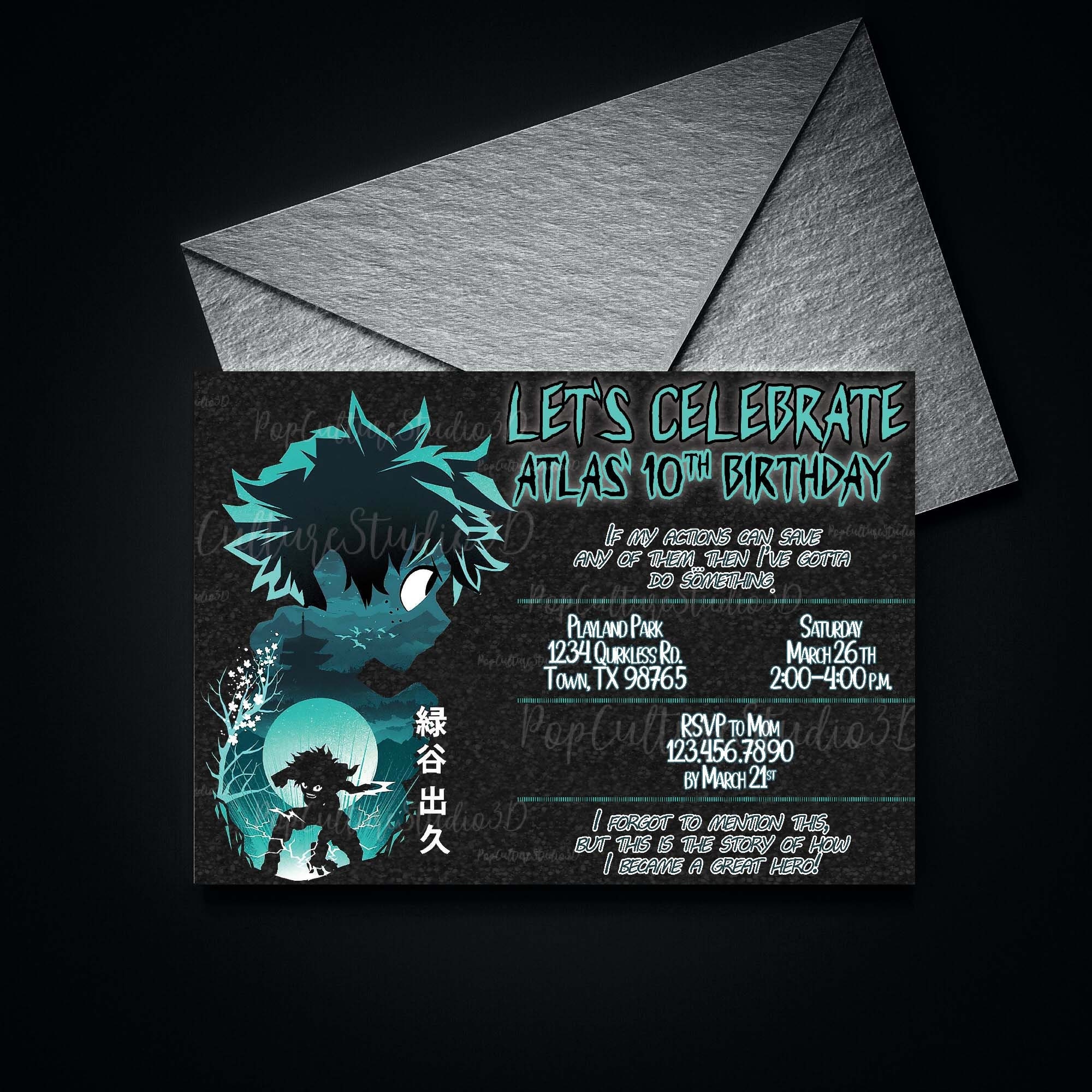 Anime Theme Birthday Party Invitation Made-to-order Digital - Etsy Anime Theme Birthday Party Invitation Made-to-order Digital - Etsy