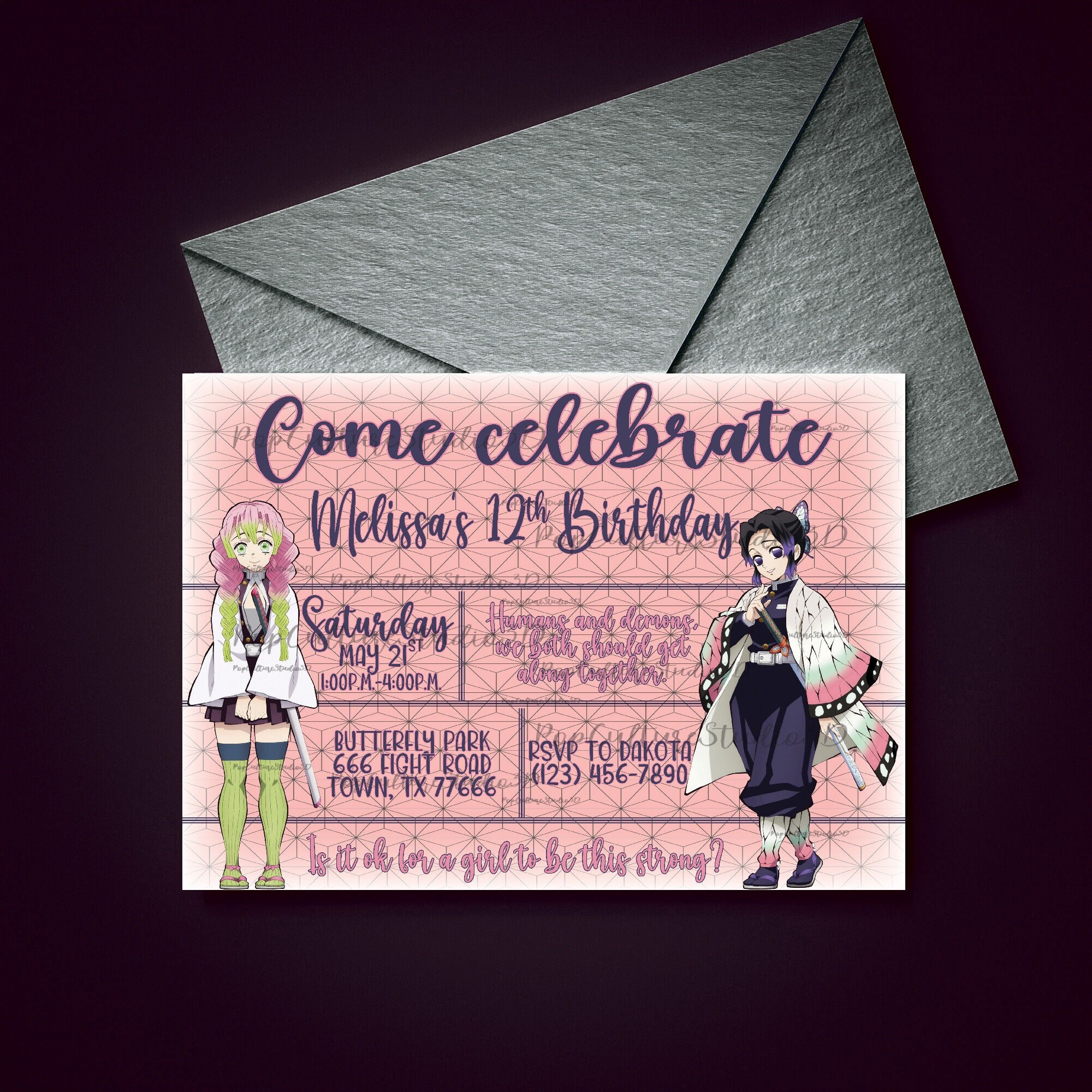 Anime Theme Birthday Party Invitation Made-to-order Digital - Etsy Anime Theme Birthday Party Invitation Made-to-order Digital - Etsy