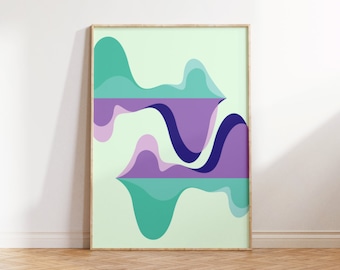 MUSIC Sound Waves Mint Descarga imprimible - Impresión de arte de pared de póster