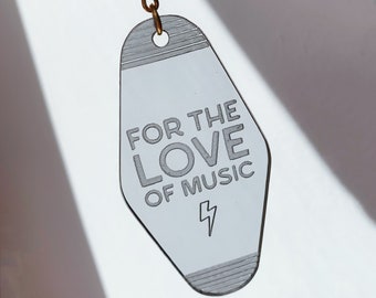 Llavero de motel / Llavero acrílico translúcido gris humo / Regalo amante de la música / Estilo retro de los años 70