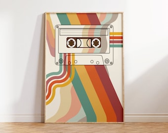 Descarga imprimible Retro Mixtape - Impresión de arte de pared de póster