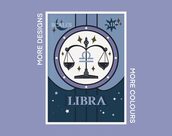 Impresión del Zodíaco del Horóscopo / Libra / 23 de septiembre - 22 de octubre / A5 A4 A3 / Arte sin marco /