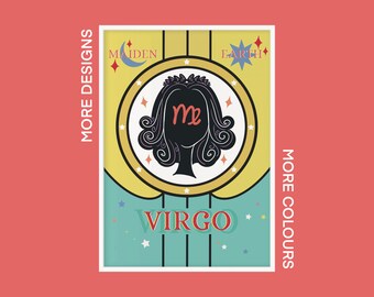 Horóscopo Zodiac Print / Virgo / 23 de agosto - 22 de septiembre / A5 A4 A3 / Arte sin marco /
