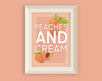 Estampado de frutas de colores / Melocotón, limón y sandía / Póster de decoración del hogar