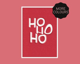 Ho Ho Ho / Impresión festiva navideña / A5 A4 A3 / Arte sin marco / Póster colorido y divertido / Regalo