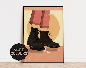 BOTAS MILITARES Zapato Cartel Impresión / Impresión de moda / A5 A4 A3 / Arte sin marco