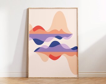 MUSIC Sound Waves Peach Descarga imprimible - Póster Wall Art Print