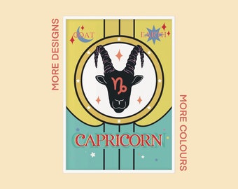 Impresión del Zodíaco del Horóscopo / Capricornio / 21 de diciembre - 19 de enero / A5 A4 A3 / Arte sin marco /