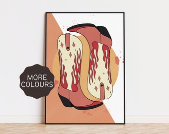 COWBOY BOOTS Zapato Cartel Impresión / Impresión de moda / A5 A4 A3 / Arte sin marco