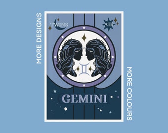 Impresión del Zodíaco del Horóscopo / Géminis / 21 de mayo - 20 de junio / A5 A4 A3 / Arte sin marco /