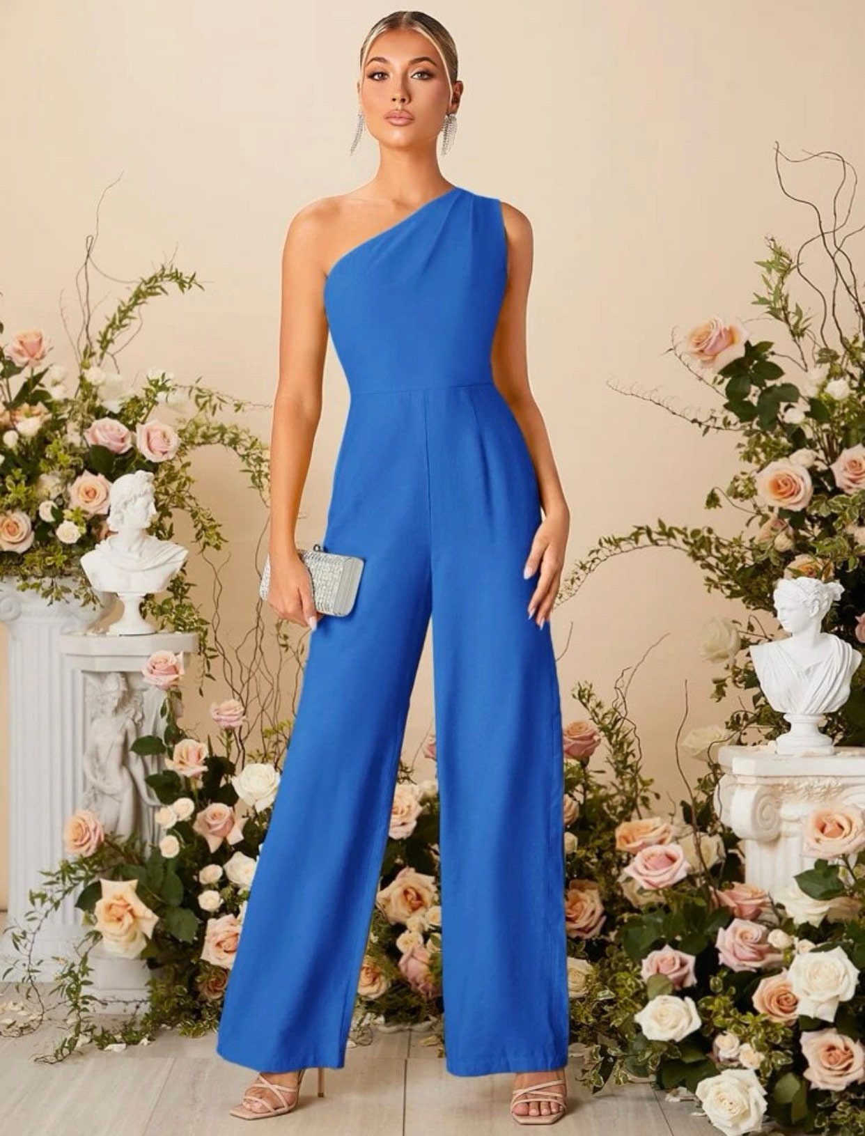 Elegant Long Jumpsuit One shoulder Jumpsuit Bridesmaid Jumpsuit