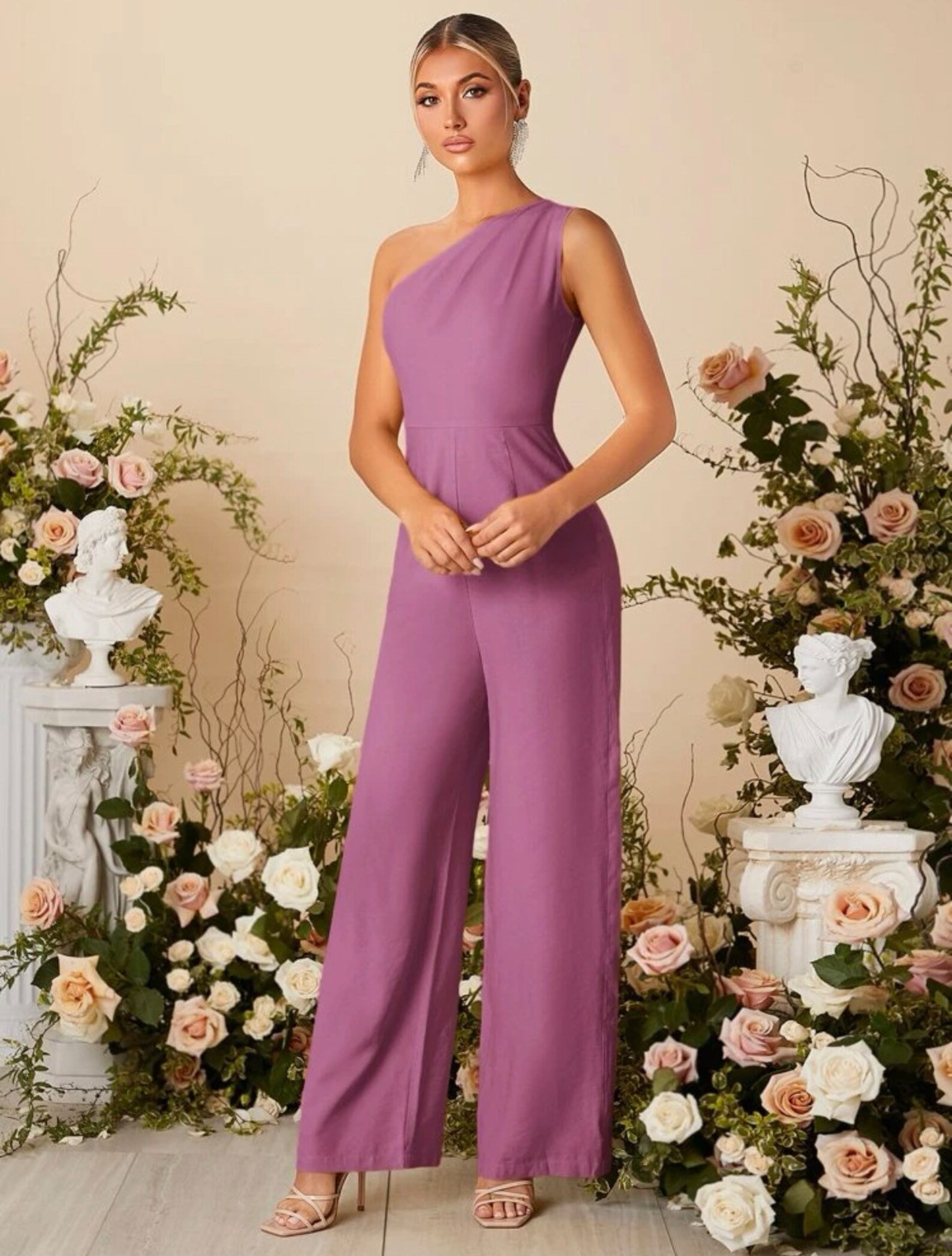 Elegant Long Jumpsuit One shoulder Jumpsuit Bridesmaid Jumpsuit