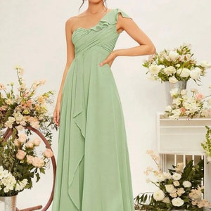 Elegant One shoulder Dress | Long Dress | Wedding Dress | Bridesmaid Dress | Bridesmaid | Empire Style Dress | Ceremony | Wedding | Party Dress