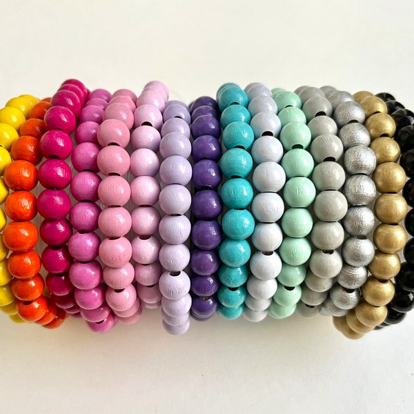 Holzperlenarmband, Bunte Armbänder, Armband aus Holzperlen