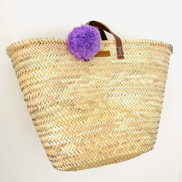 Basket bag ibizaBAG with POMPOM in your desired color