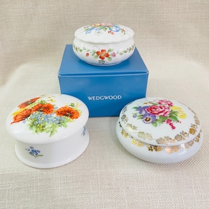 Vintage Trinket Dish - Floral Porcelain Box - Limoges France - Wedgwood - Collectible Porcelain Trinket Dish - Selection choose from menu