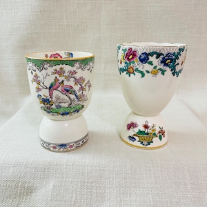 Antique Bone China Double Egg Cups - Vintage Egg Holder -  Choose from menu