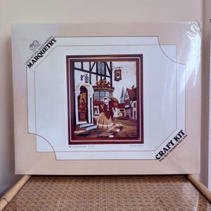 Vintage Marquetry Picture Kit - The Art Veneers Co. - The Old Curiosity Shop Design 15”x13” - Mid Century Craft Set